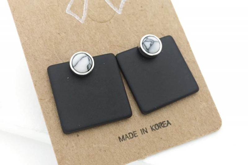 [Ozel] Vintage Vibe Howlite Gemstone Earrings