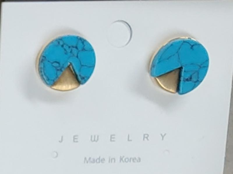 [오젤] 여리여리핏 터콰이즈 원석 아연합금 귀걸이