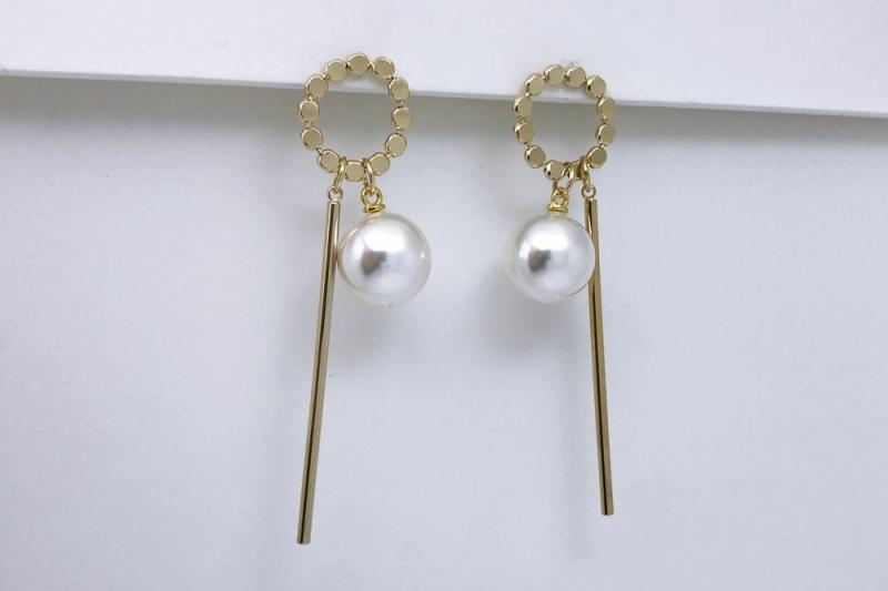[Ozel] Shiny BRASS Pearl Earring