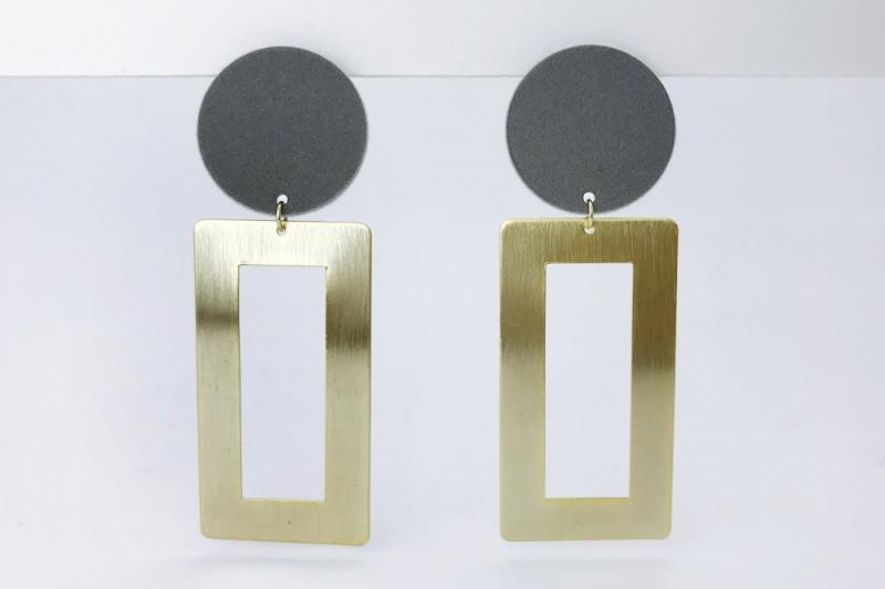 [Ozel] Matte STEEL/ACRYLIC Earring