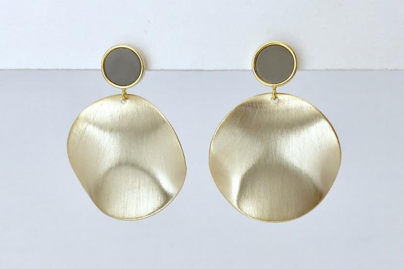 [Ozel] Matte BRASS/STEEL Earring