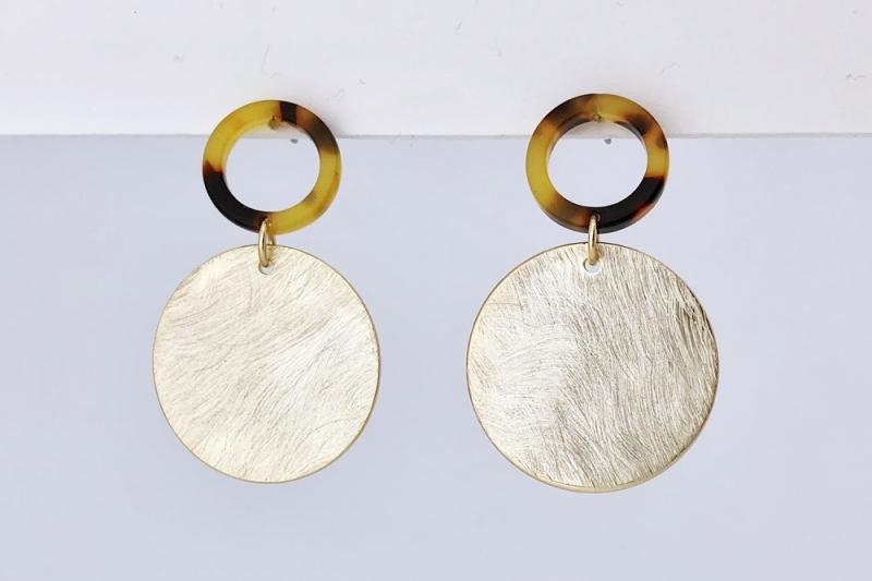 [Ozel] Daily Point Asymmetrical Curve Brass Earrings