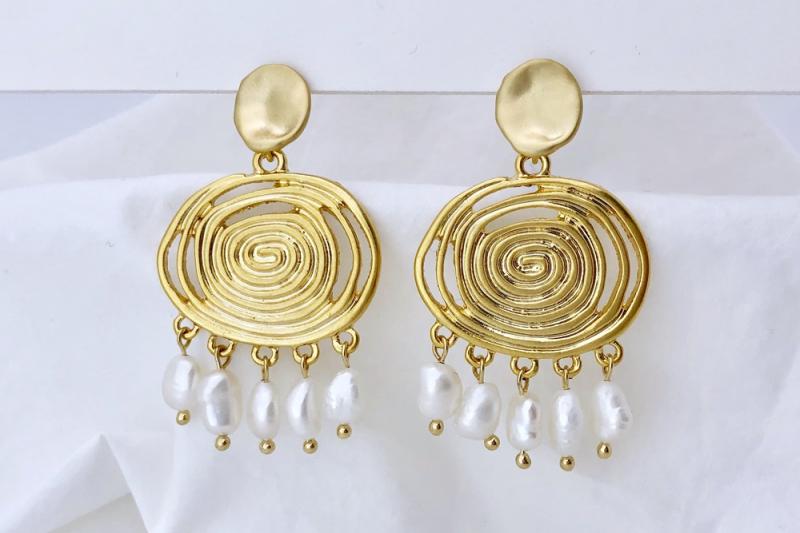 [Ozel] Girlfriend Gift Vintage Plated Pearl Zinc Alloy Earrings
