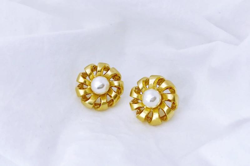 [Ozel] Wedding Guest Look Vintage Plated Pearl Earrings