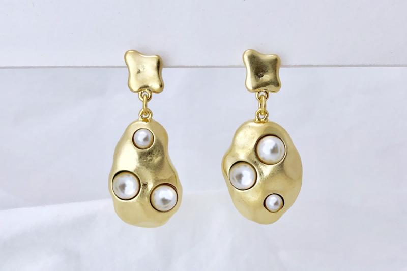 [Ozel] Wedding Guest Look Vintage Plated Pearl Earrings