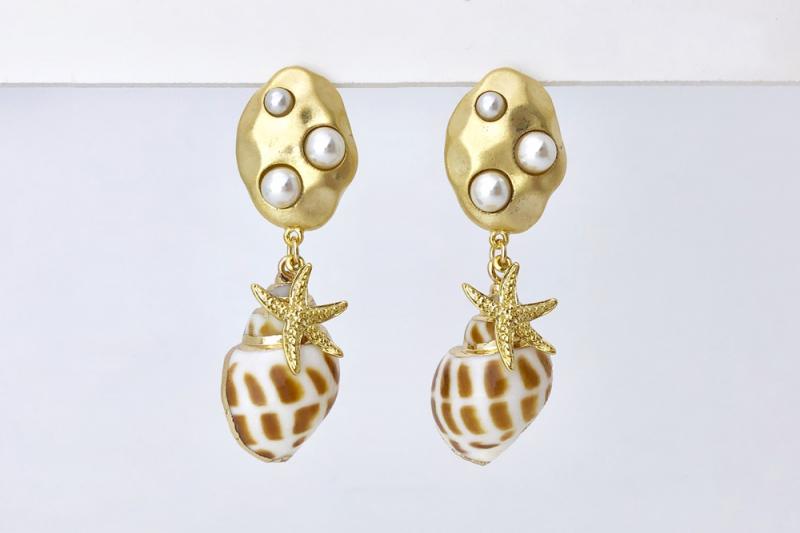 [Ozel] Subtle Charm Vintage Plated Pearl Zinc Alloy Earrings