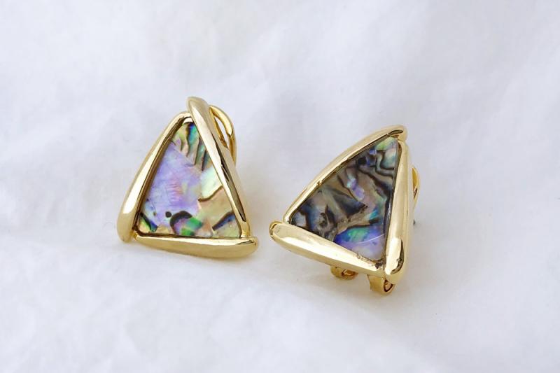 [Ozel] Casual Mood Glossy Natural Abalone Shell Zinc Alloy Earrings