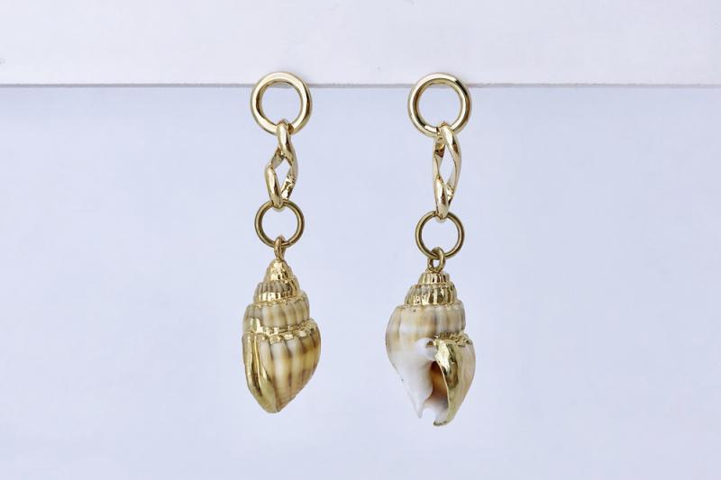 [Ozel] Statement Look Glossy Brass Earrings