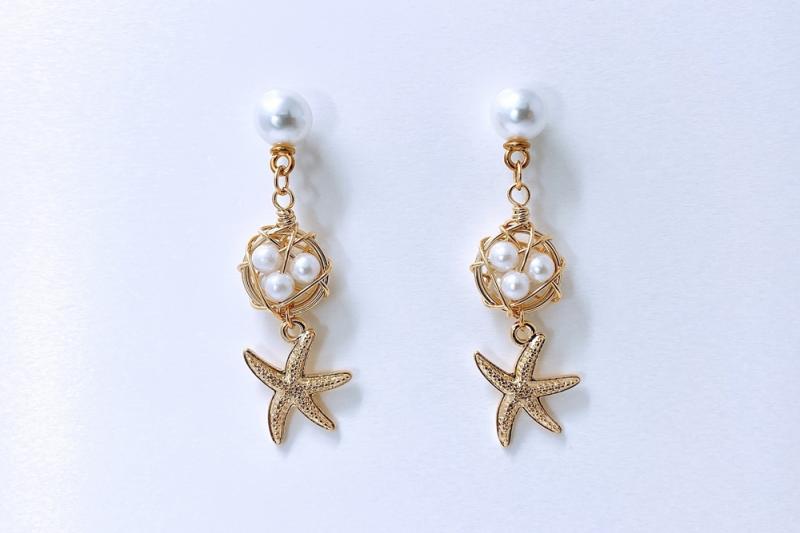 [Ozel] Unique Mood Glossy Brass Pearl Zinc Alloy Earrings
