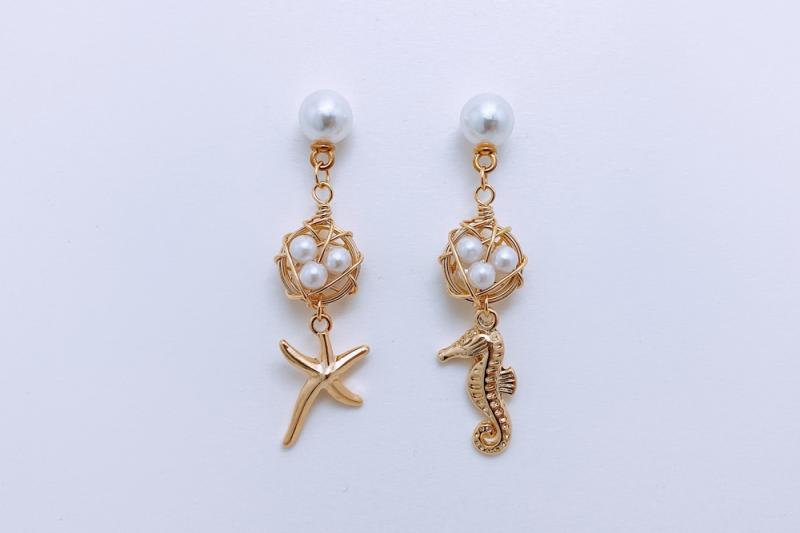 [Ozel] Luxurious Glossy Brass Pearl Zinc Alloy Earrings