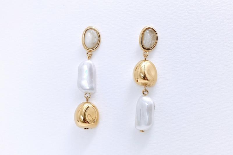 [Ozel] Shiny ZINC/ACRYLIC Pearl Earring