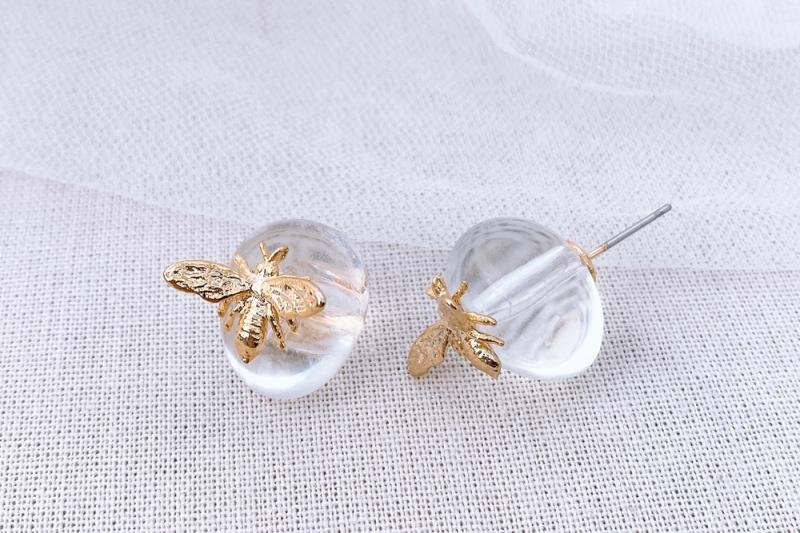 [Ozel] Shiny BRASS/ZINC/ACRYLIC Earring