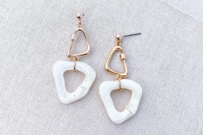 [Ozel] Shiny BRASS/ACRYLIC Earring