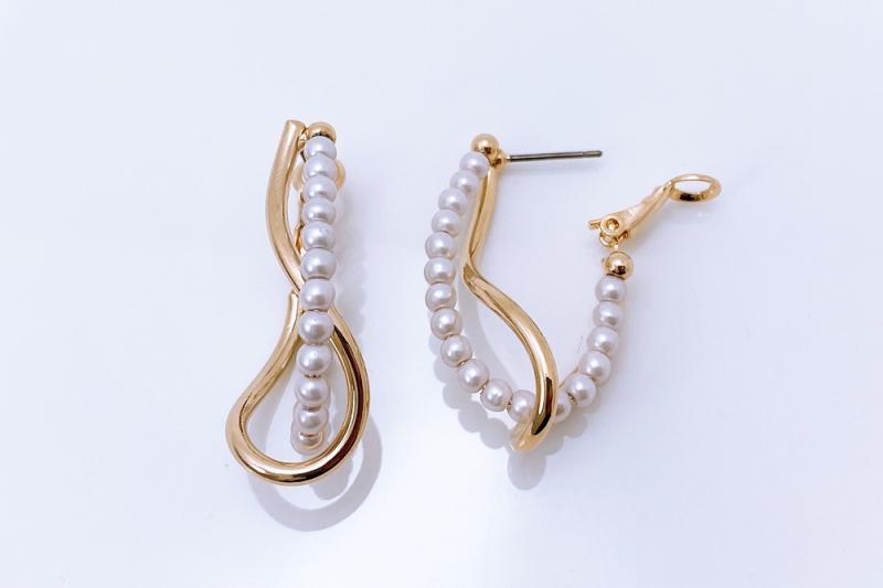 [Ozel] Wedding Guest Look Glossy Brass Pearl Bead Earrings