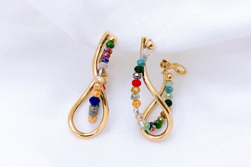 [Ozel] Vintage Vibe Glossy Brass Glass Bead Earrings