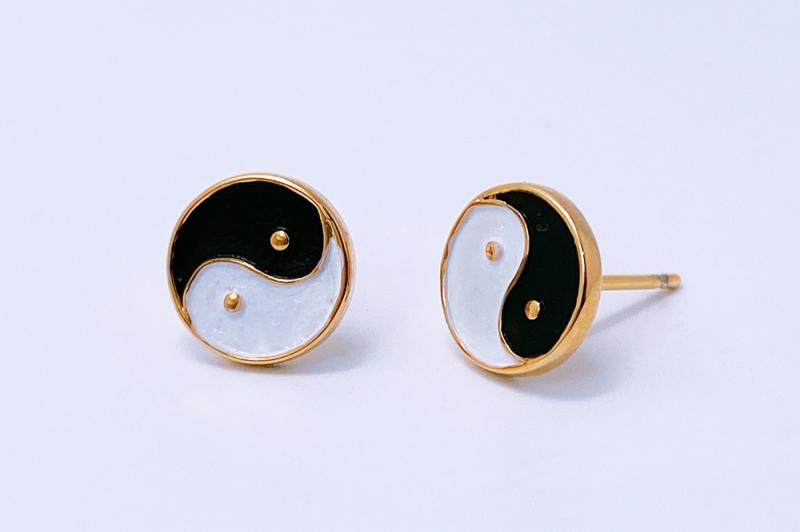 [Ozel] Romantic Mood Glossy Brass Epoxy Earrings