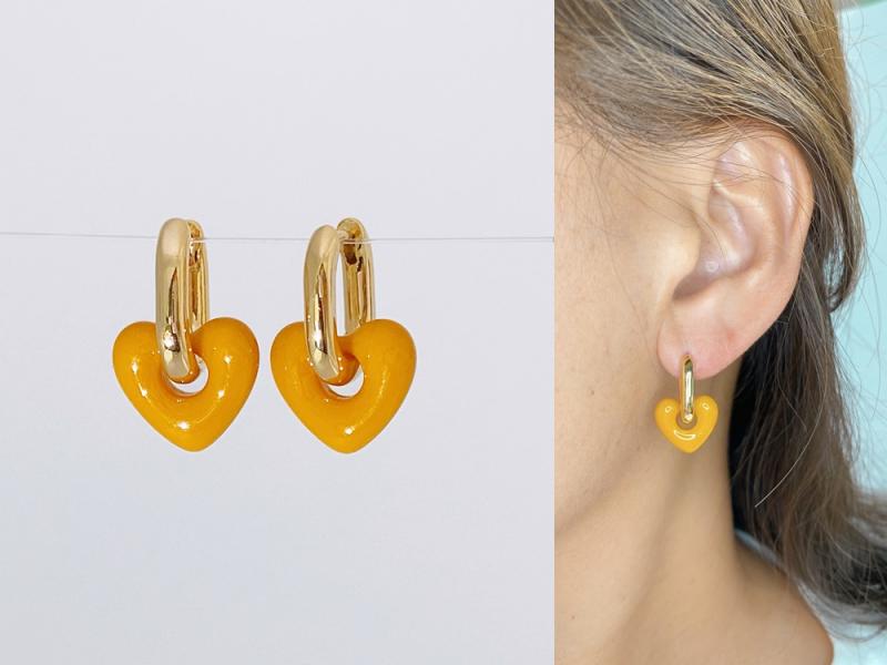 [Ozel] Shiny BRASS/ACRYLIC Earring