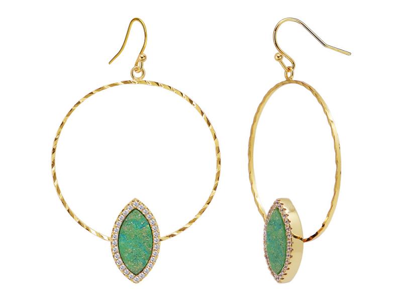 [Ozel] Shiny BRASS Cubic Zirconia Earring