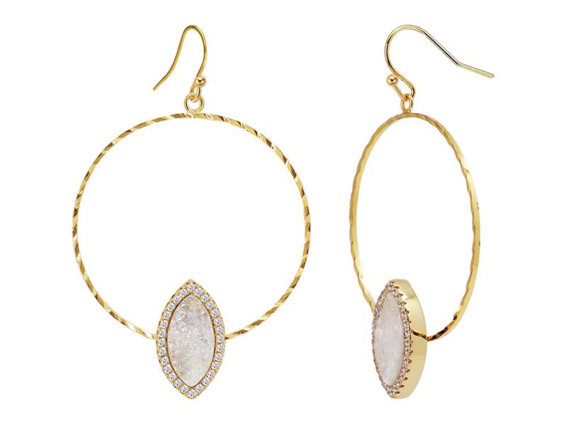 [Ozel] Shiny BRASS Cubic Zirconia Earring