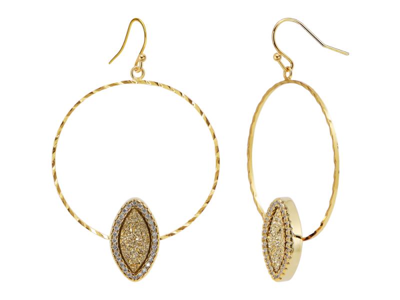 [Ozel] Shiny BRASS Cubic Zirconia Earring