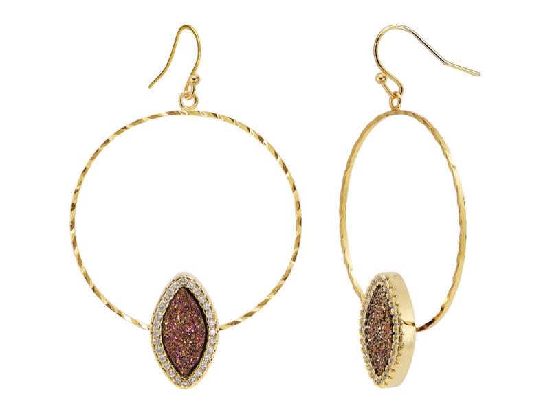 [Ozel] Shiny BRASS Cubic Zirconia Earring