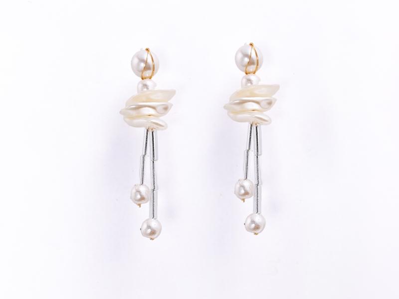 [Ozel] Shiny SILVER925/ACRYLIC Pearl Earring