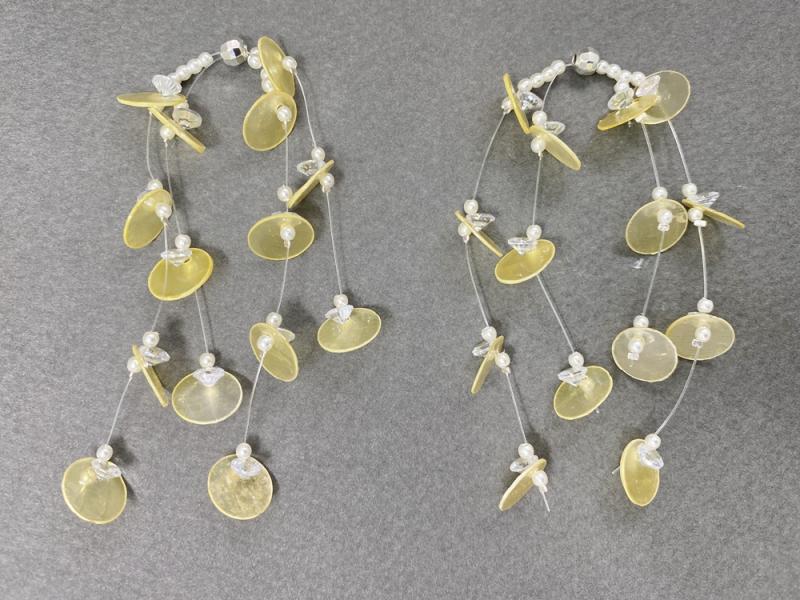 [Ozel] Shiny BRASS/ACRYLIC MOP(Pearl)/Cubic Zirconia Earring
