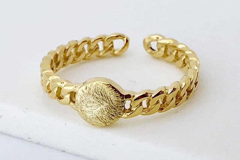 [오젤] 트렌디 언발란스 커브 신주 반지