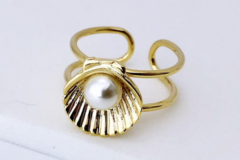 [Ozel] Shiny BRASS/ZINC Pearl Ring