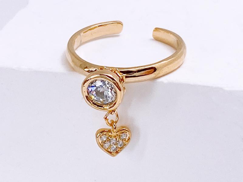 [Ozel] Daily accent glossy brass cubic zirconia ring