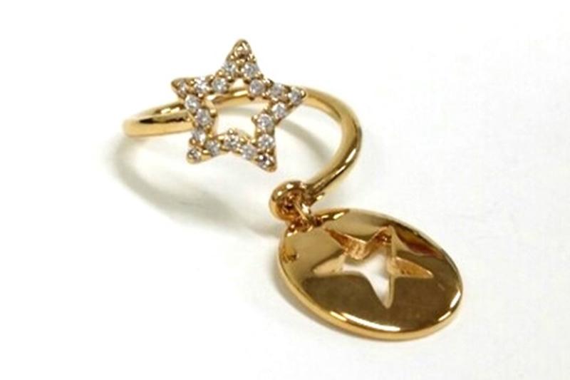 [Ozel] Trendy glossy brass cubic zirconia ring