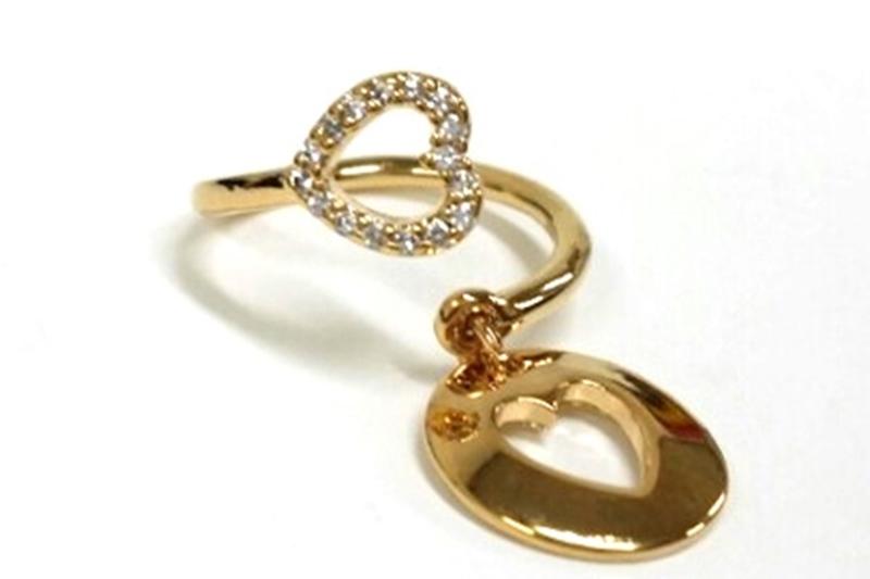 [Ozel] Sophisticated glossy brass cubic zirconia ring