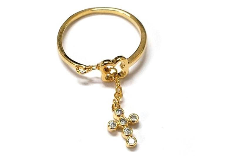 [Ozel] Sophisticated Glossy Brass Cubic Ring