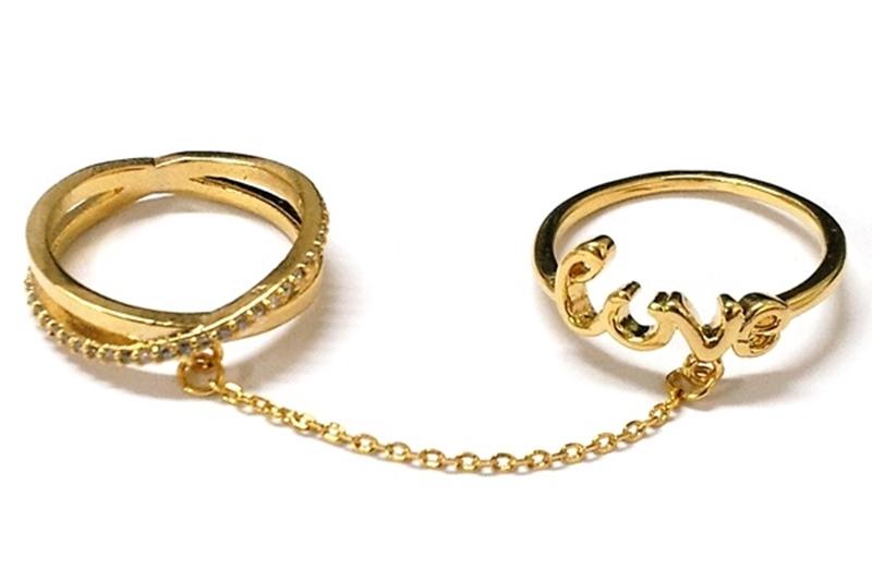 [Ozel] Daily Point Glossy Brass Cubic Ring