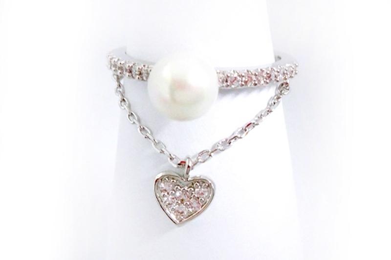 [Ozel] Vintage Vibe Glossy Brass Pearl Cubic Ring