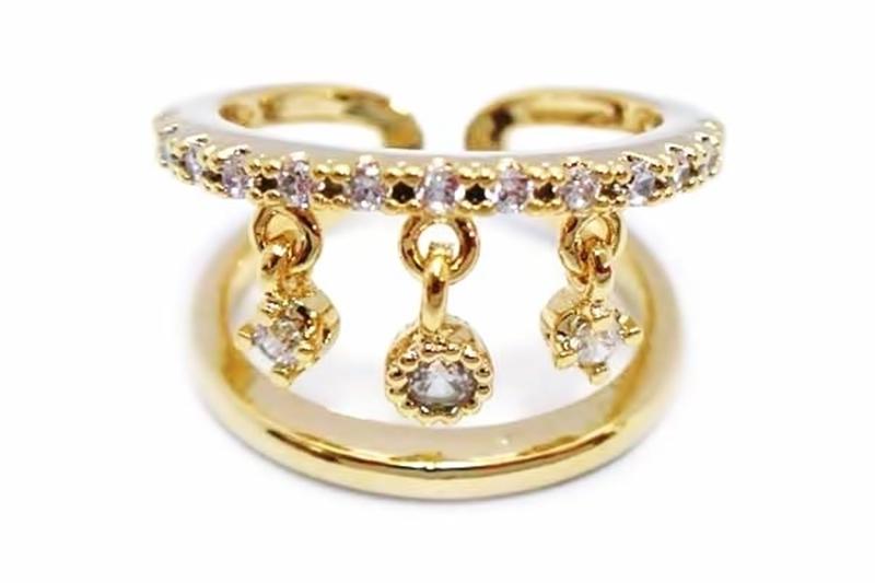 Delicate Fit Glossy Brass Cubic Ring