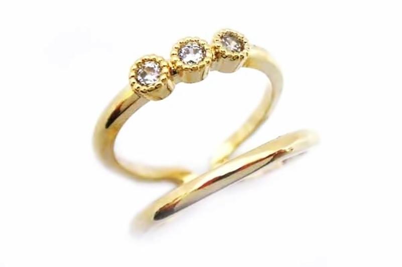 [Ozel] Daily Point Glossy Brass Cubic Ring