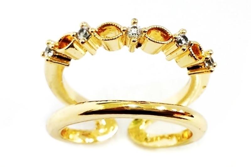 [Ozel] Daily Point Glossy Brass Cubic Ring