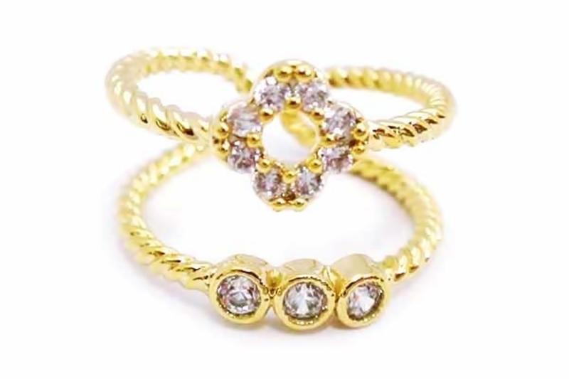 [Ozel] Trendy Glossy Brass Cubic Rings