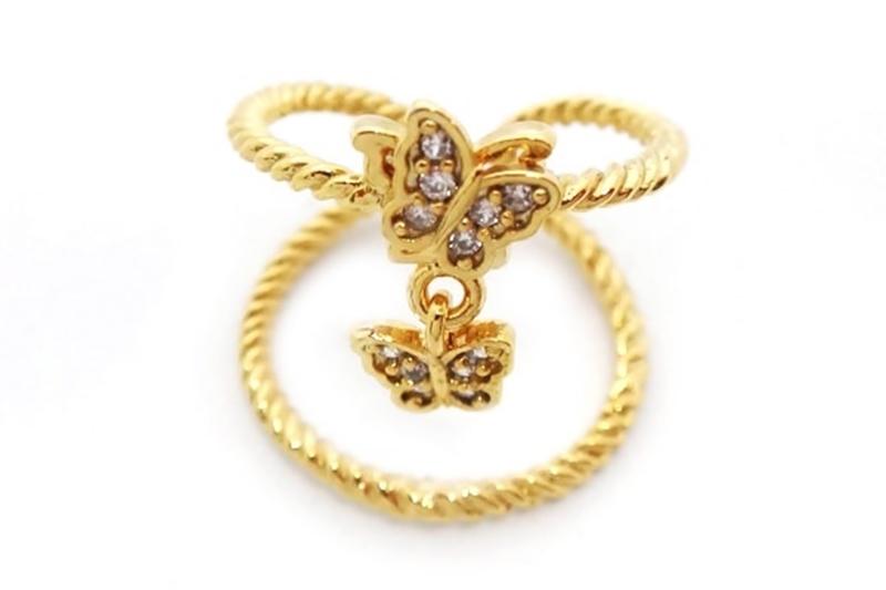 [Ozel] Luxurious Glossy Brass Cubic Ring