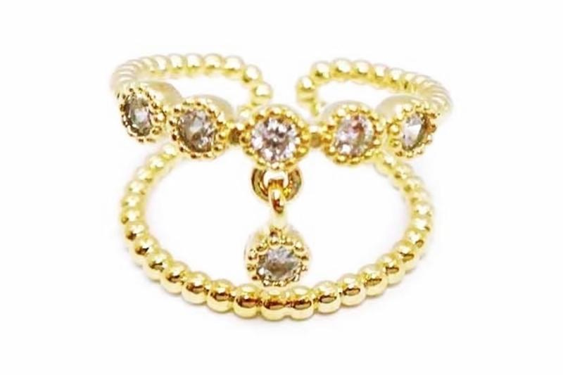 [Ozel] Wedding Guest Look Glossy Brass Cubic Ring