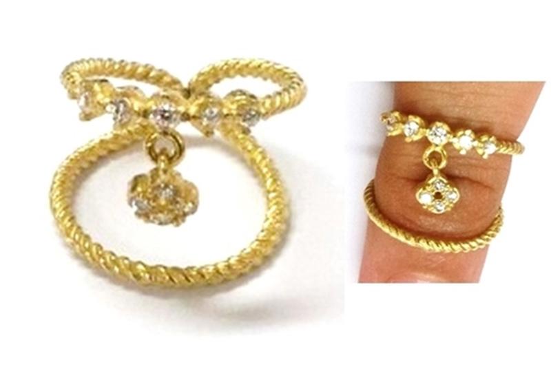 [Ozel] Elegant Glossy Brass Cubic Ring