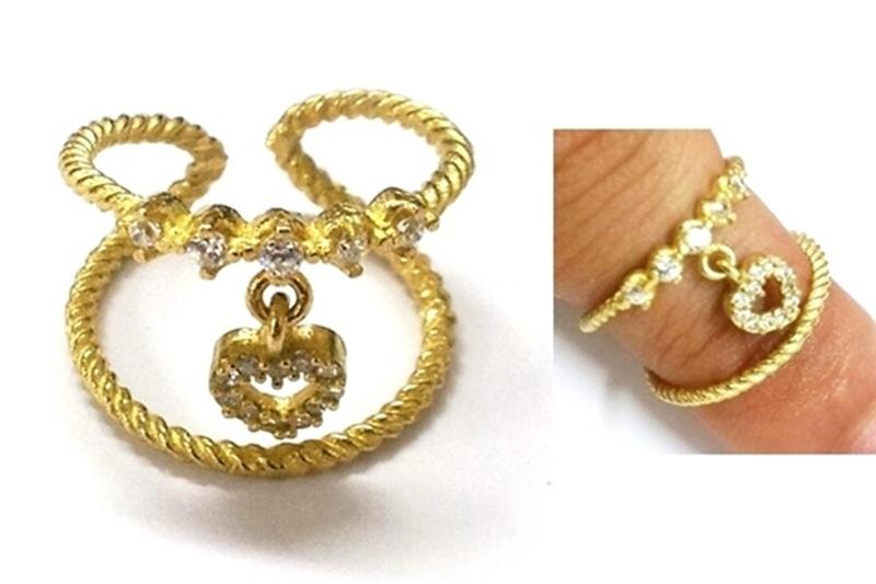[Ozel] Statement Look Glossy Brass Cubic Ring