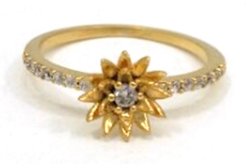 [Ozel] Romantic mood glossy brass cubic zirconia ring