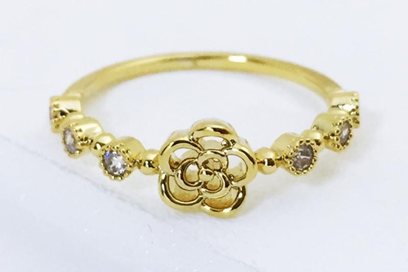 [Ozel] Sophisticated Glossy Brass Cubic Ring