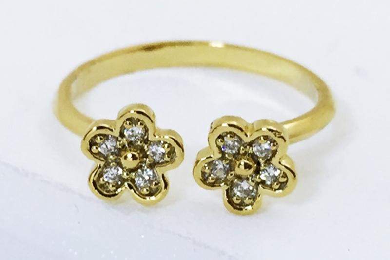 [Ozel] Vintage Vibe Glossy Brass Cubic Ring