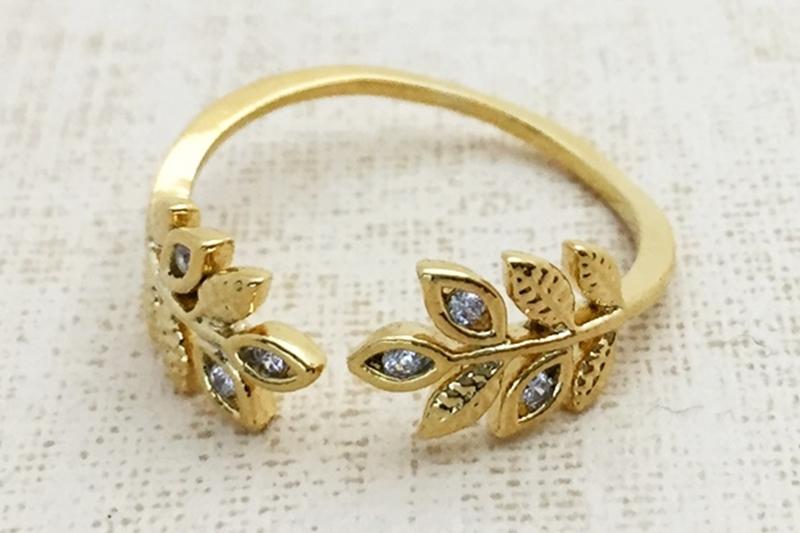 [Ozel] Wedding guest look glossy brass cubic zirconia ring