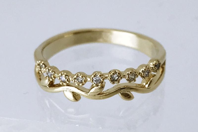 [Ozel] Point Look Glossy Brass Cubic Ring