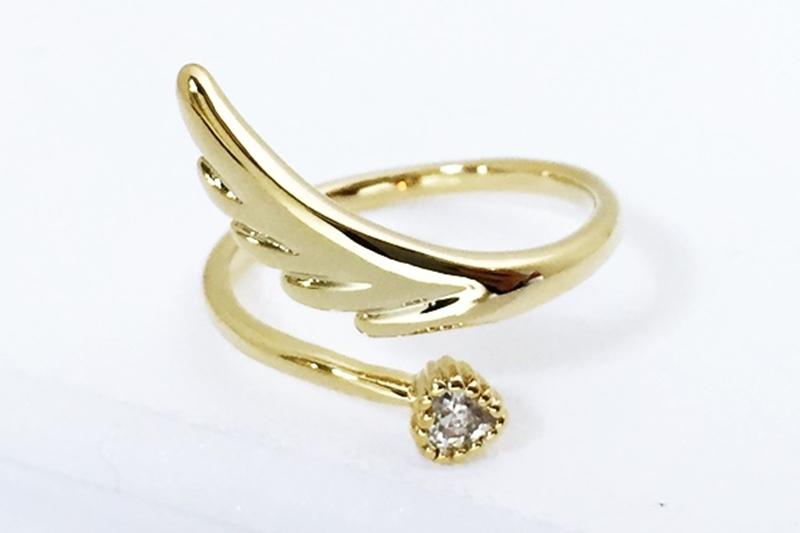 [Ozel] Point Look Glossy Brass Cubic Ring