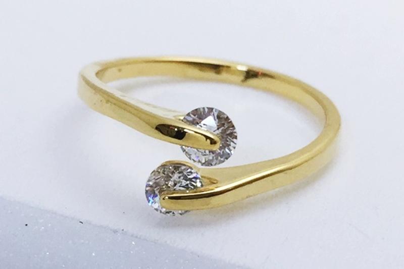 [Ozel] Romantic Mood Glossy Brass Cubic Ring